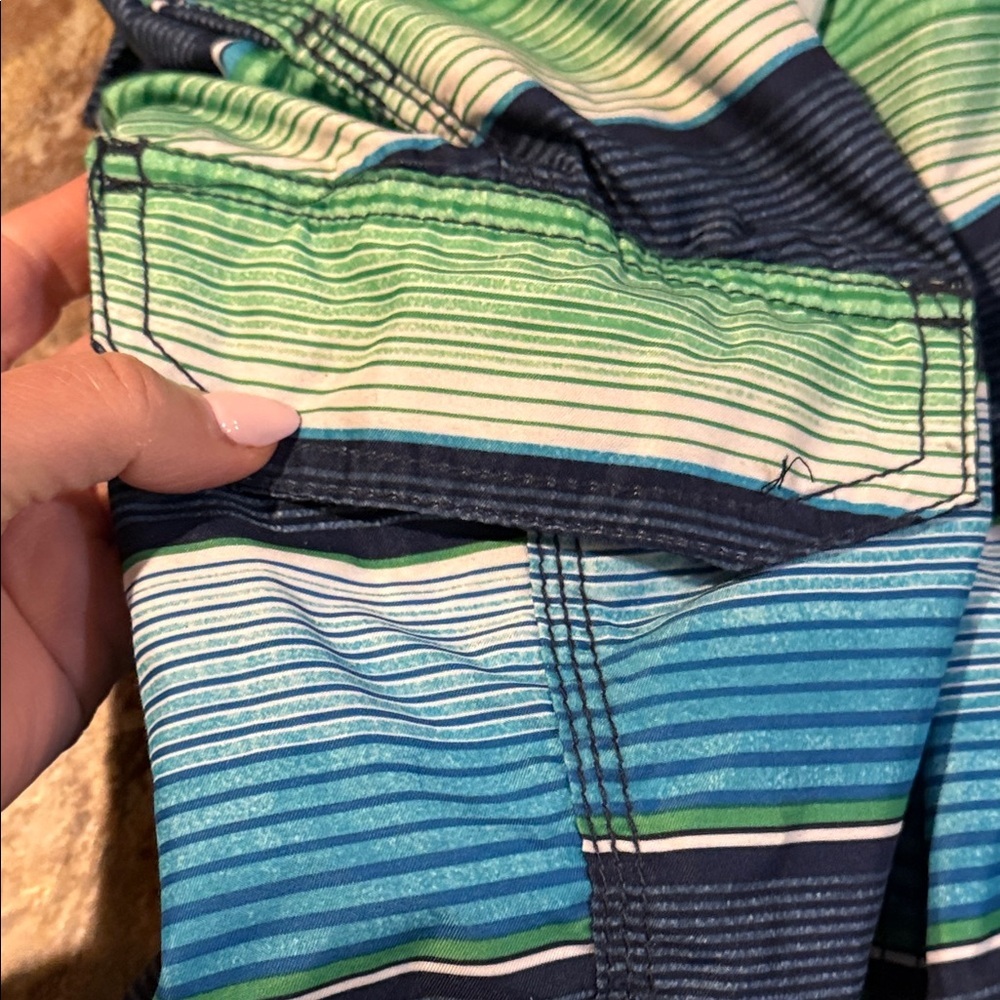 NWT Striped Blue and Green Swim Shorts youth size medium (10/12) - Picture 14 of 16